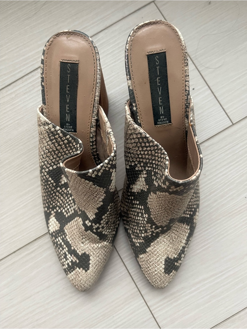 Steven by Steve Madden snakeskin pointed-toe mules